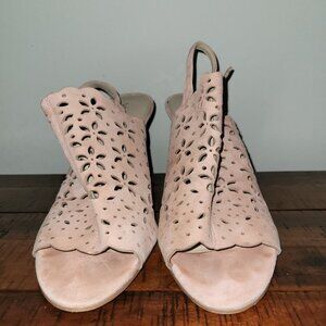 Via Spiga Blush Pink Laser-Cut Suede Slingback Sandals -7M